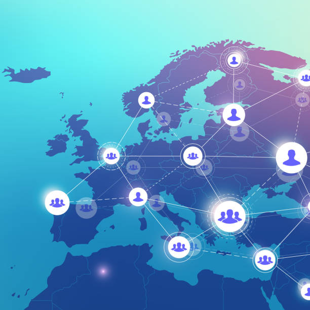 istock Social media network and marketing concept on World Map background. Global business concept and internet technology, Analytical networks. Vector illustration 1126387318