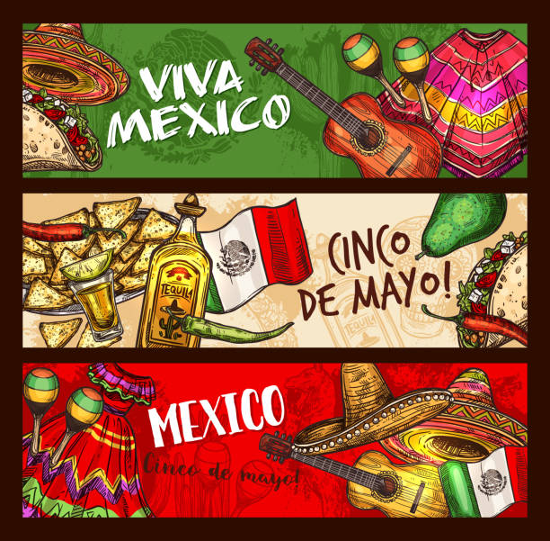 illustrazioni stock, clip art, cartoni animati e icone di tendenza di festa messicana di cinco de mayo - pinata mexico christmas mexican culture