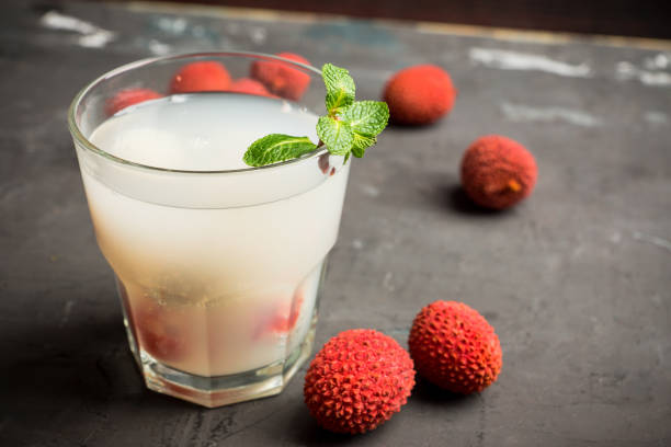 istock Old fahioned lychee cocktail on the rustic background 1126391733