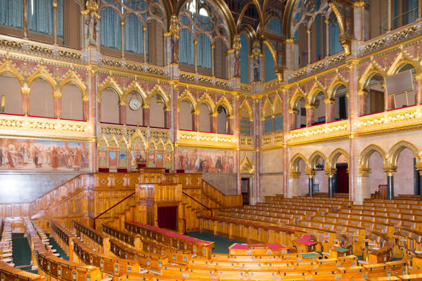 Budapest/Hungary - May 01 2015: Assembly hall at the Hungarian Parliament, Budapest