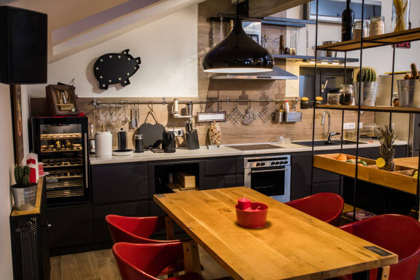istock Interior of modern kitchen and dining room. 1126393125