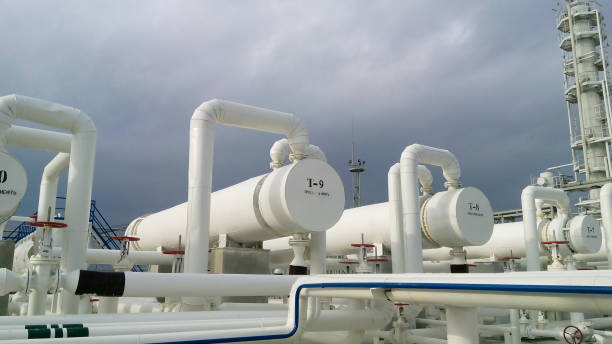 istock Heat exchangers in a refinery 1126397016