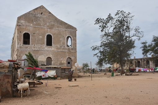 Goree Island, Senegal - November, 23, 2018: Architecture in the street of Goree Island