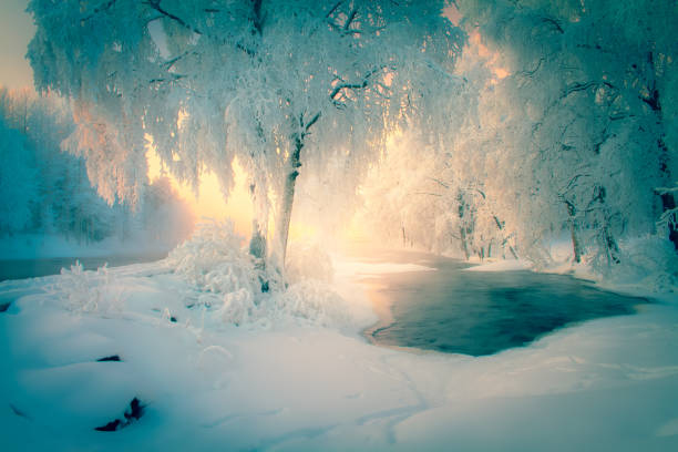 istock Snowy river view from Kuhmo, Finland. 1126398198