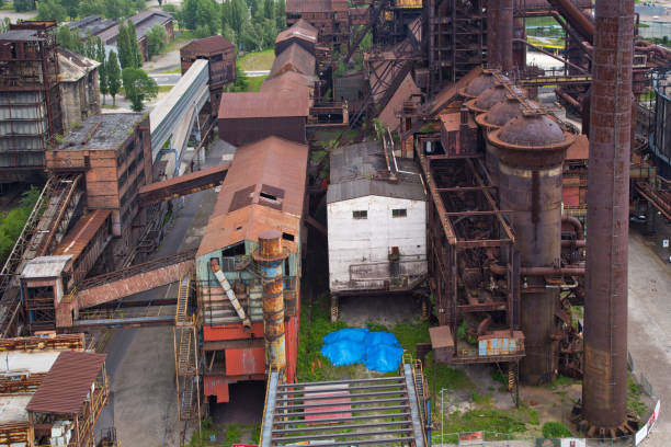 istock High angle view old industrial steel factory 1126399417