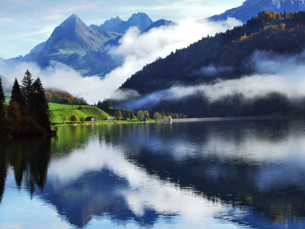 istock Alpine lake Klontalersee in Klontal valley and mountain range Glarus Alps 1126399418