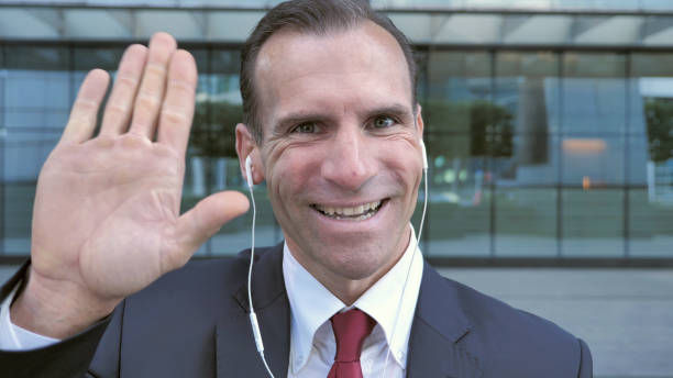 istock Online Video Chat by Businessman, Camera View 1126405592