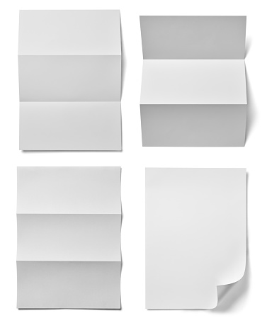 collection of various white paper document on white background. each one is shot separately