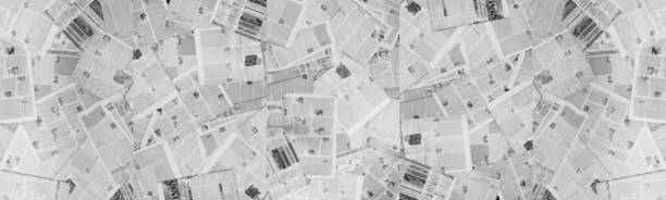 istock Horizontal banner with lots of old newspapers 1126410425