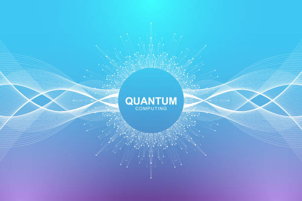 Quantum computer technology concept. Deep learning artificial intelligence. Big data algorithms visualization for business, science, technology. Waves flow. Vector illustration Quantum computer technology concept. Deep learning artificial intelligence. Big data algorithms visualization for business, science, technology. Waves flow. Vector illustration. binary code data coding digital display stock illustrations