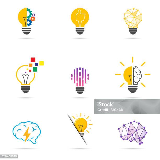 Set Light Bulb Logo Energy And Idea Symbol Technology Icons Stock Illustration - Download Image Now