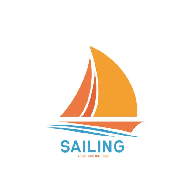 Vector illustration of sailing icon on white background, vector illustration