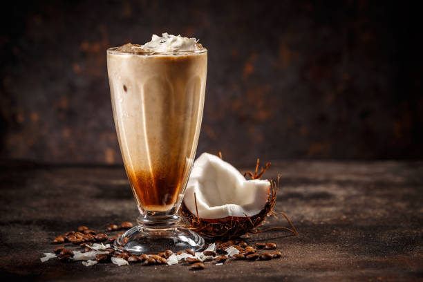 Coconut flavoured coffee stock photo