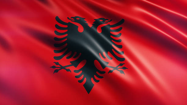 Albania Flag 3d Render Albania Flag (close-up) albania stock pictures, royalty-free photos & images