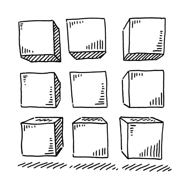 Group Of Nine Cubes Drawing Hand-drawn vector drawing of a Group Of Nine Cubes. Black-and-White sketch on a transparent background (.eps-file). Included files are EPS (v10) and Hi-Res JPG. clip art of number nine stock illustrations