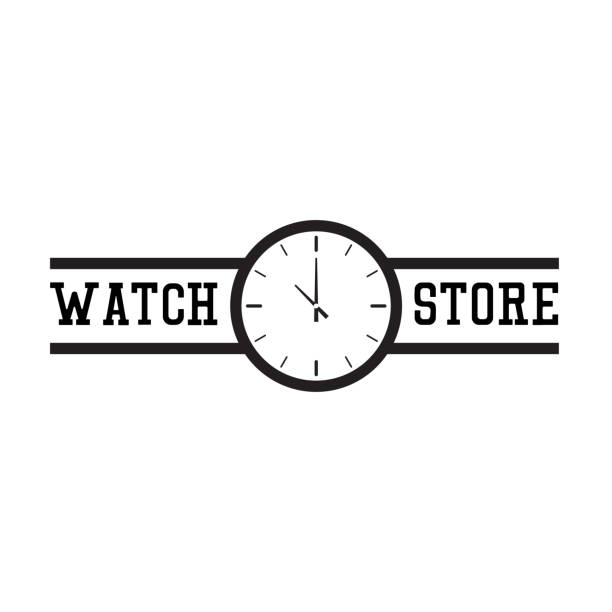 смотреть значок магазина на белом фоне. векторная иллюстрация - clock hand leather minute hand white background stock illustrations