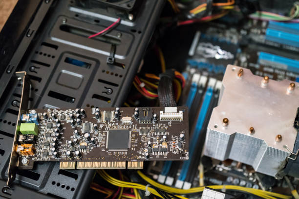 istock sound card on the background of a computer 1126419664