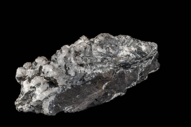 istock Macro mineral stone Stibnite quartz on a black background 1126420905