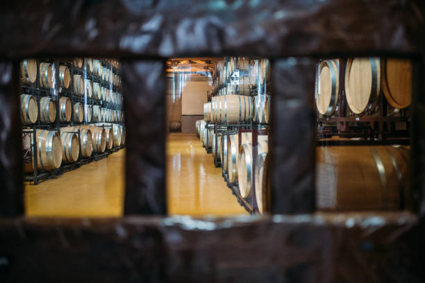 istock Wood wine barrels stored in a winery on the fermentation process 1126425857