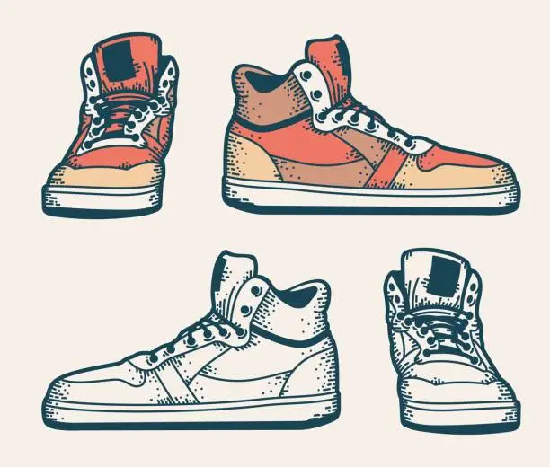 Vector illustration of Youth sneakers in a hipster style