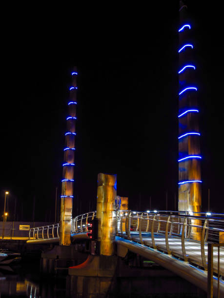 Long exposure image of newly built bridge over Dubai Canal.