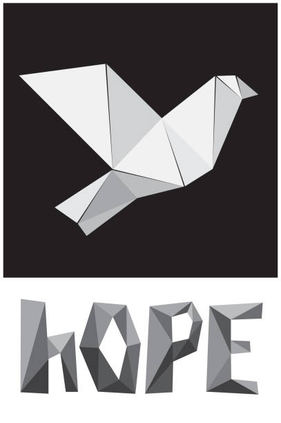 istock Vector symbol of hope with dove icon and word in origami style. 1126433019