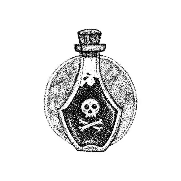Vector illustration of Dotwork Bottle with Poison