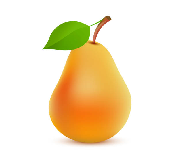 istock Single whole orange Pear color on white background - Vector realistic illustration of tasty juicy fruit. 1126437633