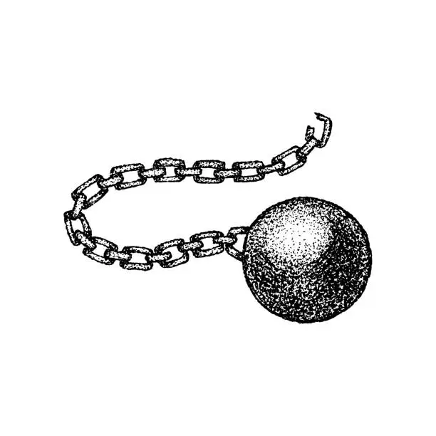 Vector illustration of Dotwork Wrecking Ball Chain