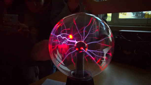Plasma ball in physics class on school.