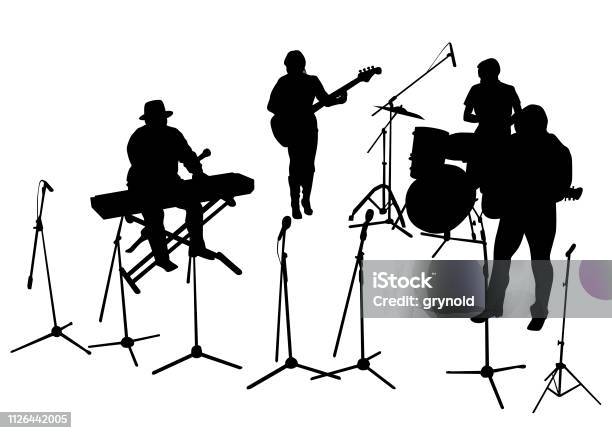 Jazz Group Stock Illustration - Download Image Now - In Silhouette, Performance Group, Keyboard Player