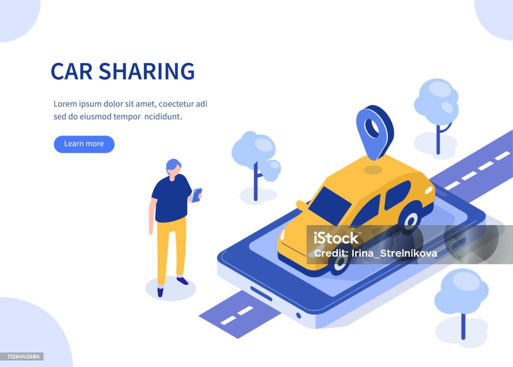 car sharing Car sharing concept. Can use for web banner, infographics, hero images. Flat isometric vector illustration isolated on white background. Car stock vector