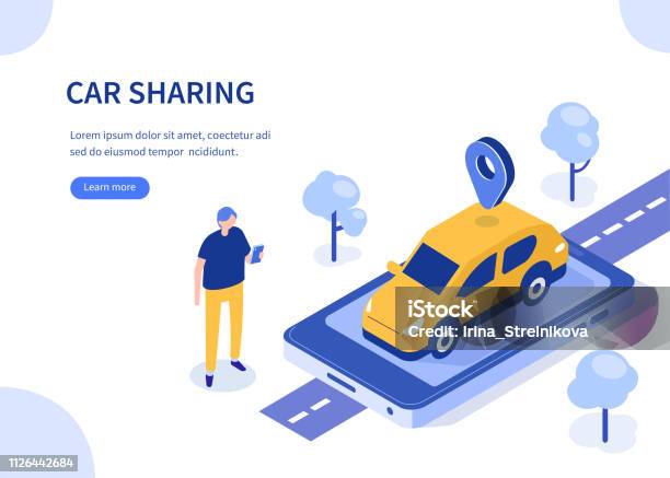 Car Sharing Stock Illustration - Download Image Now - Car, Illustration, Isometric Projection