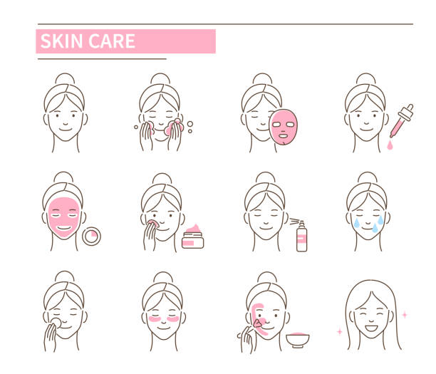 pielęgnacja skóry - cleansing cream stock illustrations