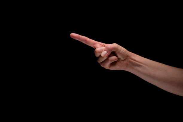 istock Woman's hand pointing the index finger 1126443577