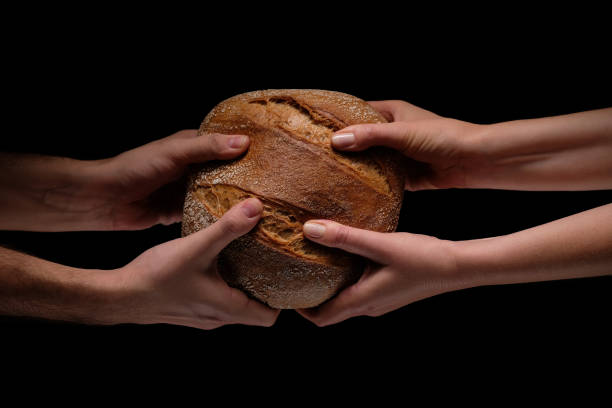 istock Human hands holding loaf of bread. 1126443619