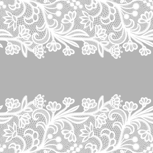 White vintage lace elegant lace. Lacy border. - ilustração de arte vetorial