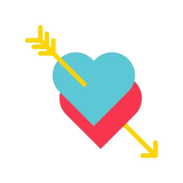 Vector illustration of Hearts with arrow vector, Valentine and love related flat icon