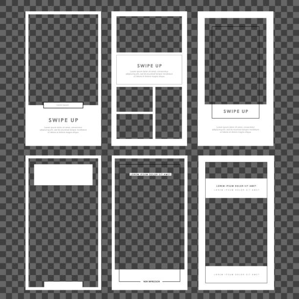 Stories template set. Modern flat stories template, for blog and sales, web online shopping banner concept. Minimalistic geometric trendy sale app screens, ready to use Editable Stories template. Streaming. Mockup for photo isolated on transparent background. Modern flat stories template, for blog and sales, web online shopping banner concept. Minimalistic geometric trendy sale app screens, ready to use. building storey stock illustrations