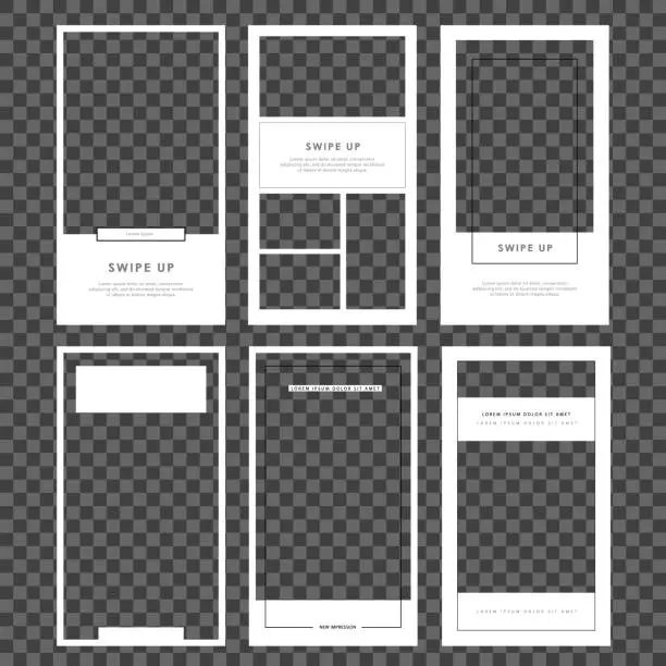 Vector illustration of Stories template set. Modern flat stories template, for blog and sales, web online shopping banner concept. Minimalistic geometric trendy sale app screens, ready to use