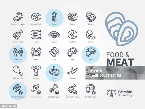 Food Meat Vector Icon Stock Illustration - Download Image Now - Icon Symbol, Meat, Oyster