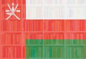 Oman flag with full book shelves background