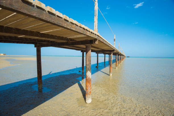 istock Wooden pier from beach on tropical sea 1126447112