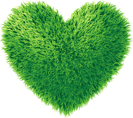 Vector grass heart isolated on white background. Eps8. RGB. Global colors. One linear gradient used