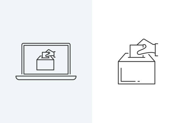 illustrations, cliparts, dessins animés et icônes de illustration vectorielle d’une main, mettre un papier avec droit de vote dans la zone d’élection. le vote en ligne - voting election symbol computer icon