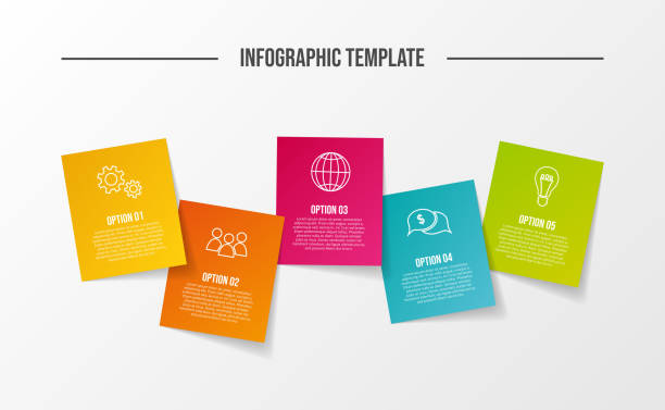 Business infograph with icons - concept of template. Vector Business infograph with icons - concept of template. Vector 5 infographics stock illustrations