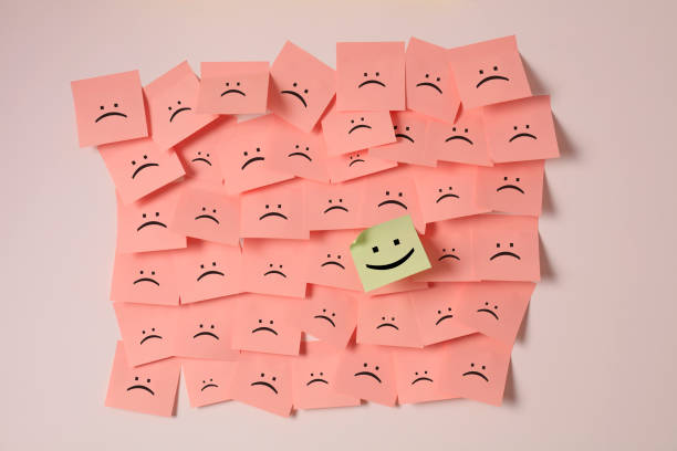 Standing Out From The Crowd With Smiling Hexagon Standing Out From The Crowd With Smiling Hexagon smiley face postit stock pictures, royalty-free photos & images