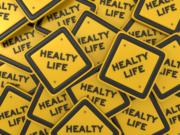 istock Healthy Life Concept Road Sign - 3D Rendering 1126451404