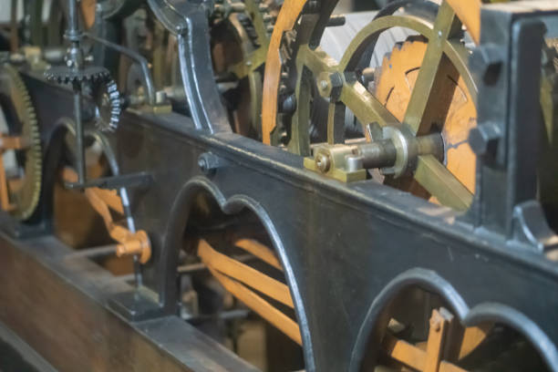 istock Mechanism of the old clock tower inside 1126452230