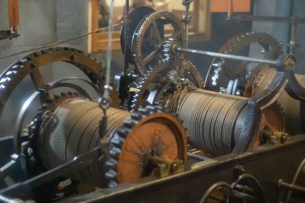 istock Mechanism of the old clock tower inside 1126452327
